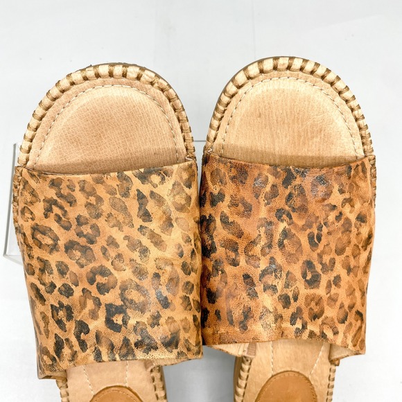 Sofft Womens 10M Slide Sandals Shoes Brown Leopard Print Leather Mules Boho Chic - Picture 9 of 13